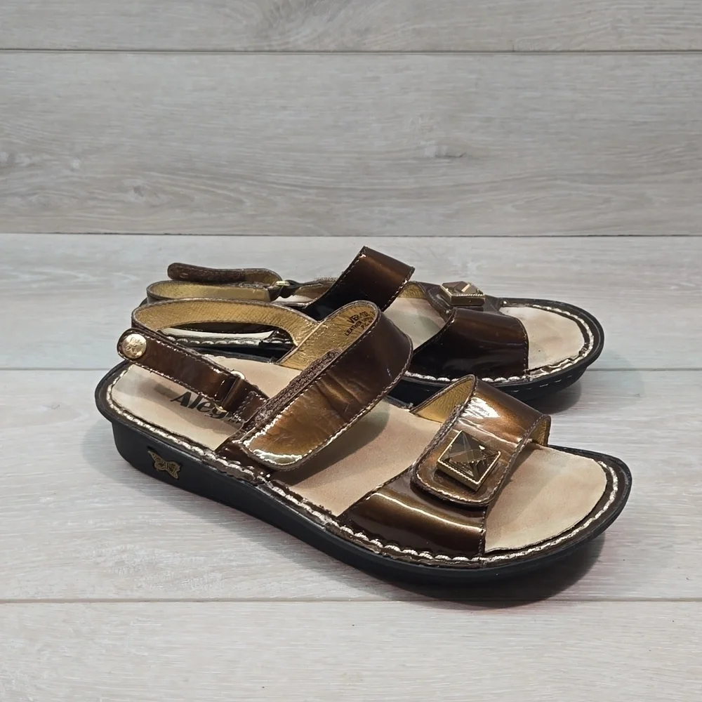Alegria Women Ver-126 Leather Wedge Sandals shoes sz 37/7-7.5